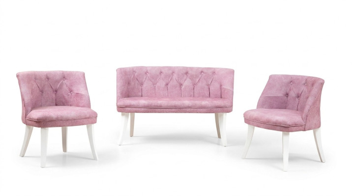 Ensemble de siège de cuisine Tabouret Fauteuil Rose Chesterfield Suite Mobilier de Siège en Tissu