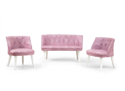 Ensemble de siège de cuisine Tabouret Fauteuil Rose Chesterfield Suite Mobilier de Siège en Tissu