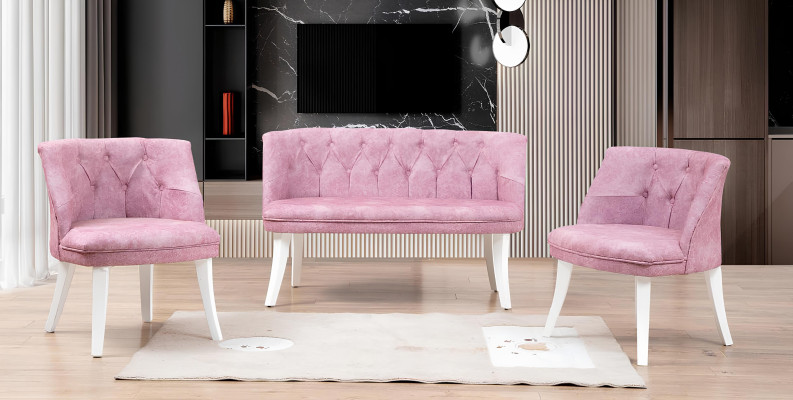Chaise Chesterfield rose exclusive, fauteuil rembourré, meuble de designer.