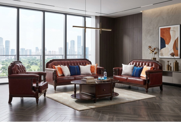 Ensemble de canapés Northern States Sofa Amérique 3+2 places Canapé en cuir Chesterfield