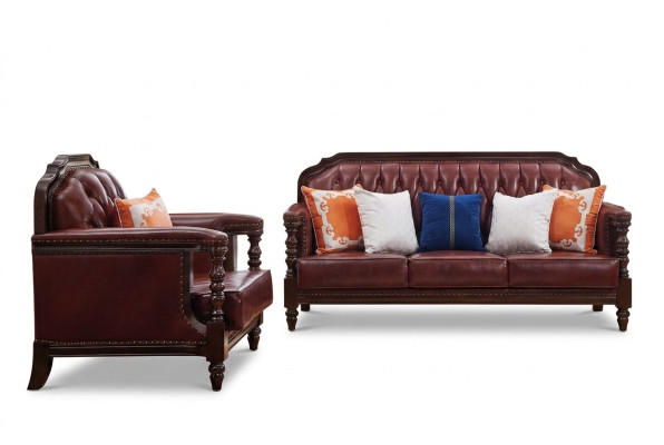 Ensemble de canapés classiques Chesterfield Baroque Rococo 3+1 en cuir