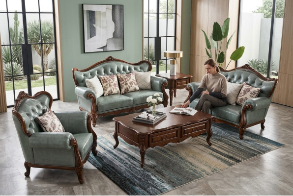 Ensemble de canapés 3+2+1 Chesterfield Meubles de salon Canapé en tissu