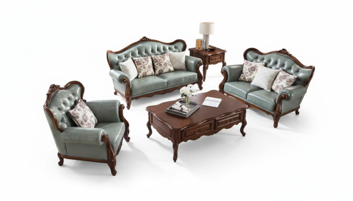 Ensemble de canapés 3+2+1 Chesterfield Meubles de salon Canapé en tissu