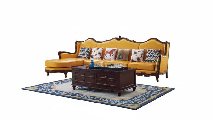 Canapé d'angle classique Jaune Empire Canapé en cuir Canapé Sofas Canapés