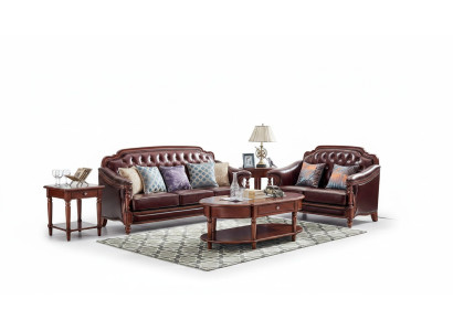 Ensemble de canapé de luxe 3 places + 2 places en cuir, ensemble de canapé en tissu