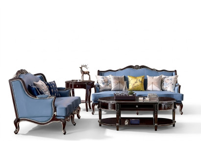 Canapé Chesterfield classique 3 places + 2 places Bleu e Sofas