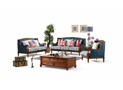 Ensemble de canapés américains en cuir canapé canapé rembourré 3 places en bois mobilier de style Empire.