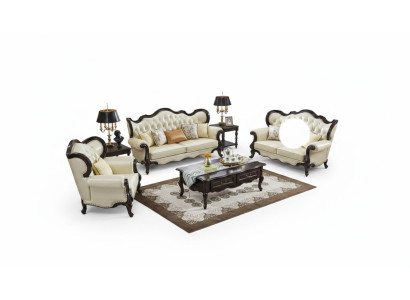 Groupe de canapé 3+3+1 places Ensemble de luxe de canapé Fauteuil de canapé en cuir classique s.