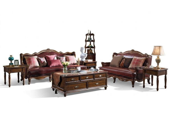 Empire Meubles USA canapé en cuir de style antique 3 + 2 places Ensemble de canapé