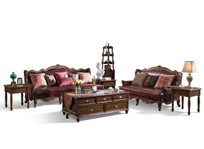 Empire Meubles USA canapé en cuir de style antique 3 + 2 places Ensemble de canapé