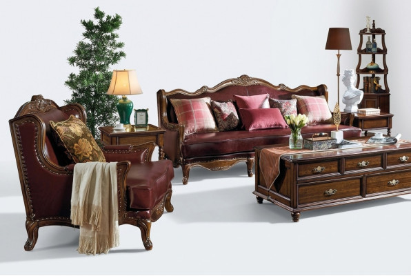 Set de canapé Chesterfield Classic en cuir baroque rococo 3+1