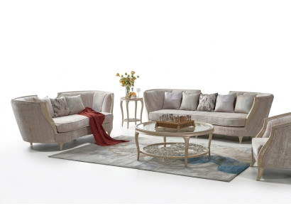 ensemble de canapés en toile beige exclusif 3+2 places design 2 pièces.