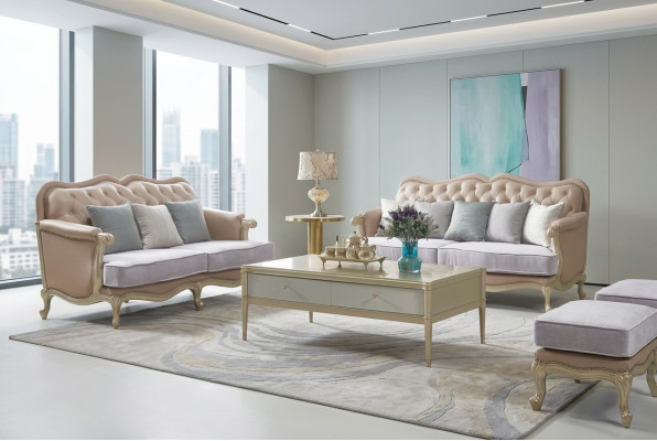 Beige Chesterfield canapé ensemble 3+2 places Sofas de salon de designer 2 pièces. ensemble