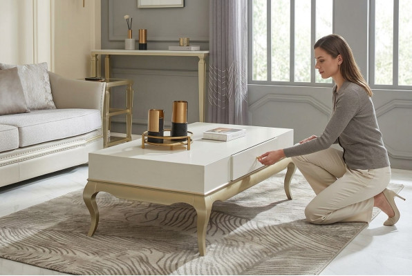 Table basse Table d'appoint Table basse de salon Bois Table basse en bois blanc