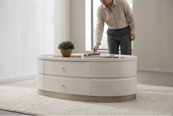 Table basse Tables d'appoint Salon Bois Table basse Design Blanc
