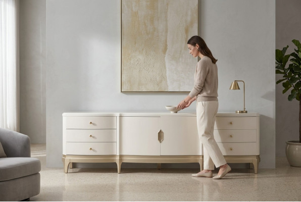 Buffet Armoire Meuble TV Meuble de télévision en bois Blanc Meuble bas de luxe