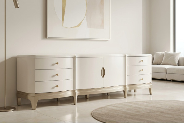Buffet Armoire Meuble TV Meuble de télévision en bois Blanc Meuble bas de luxe