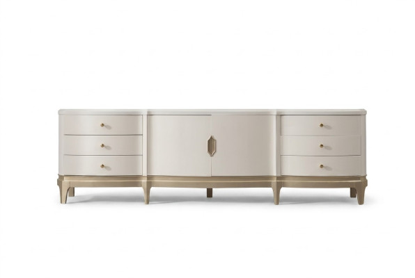 Buffet Armoire Meuble TV Meuble de télévision en bois Blanc Meuble bas de luxe