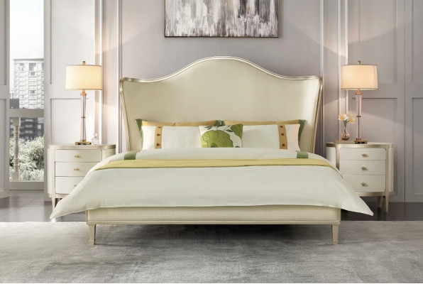 Ensemble de chambre moderne avec lit double et tables de chevet