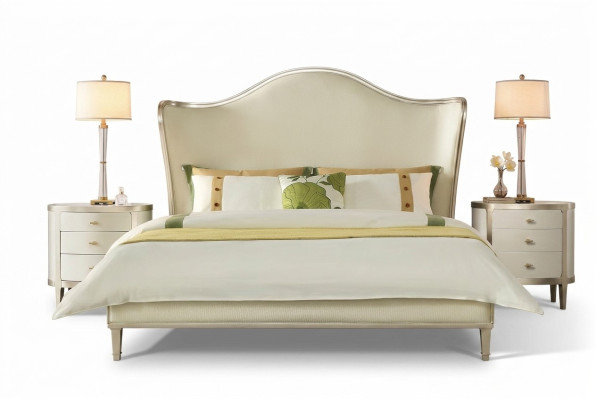 Ensemble de chambre moderne avec lit double et tables de chevet