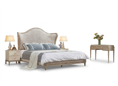 Conception de lits en argent double de luxe, mobilier de chambre à coucher en tissu textile de literie.