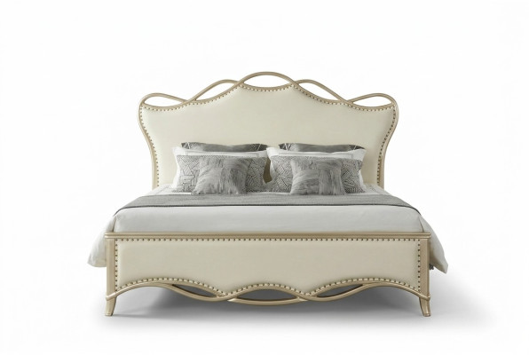Design lit Chambre Lits Textile Luxe Rembourrage Siège Tissu Beige Meubles nouveaux