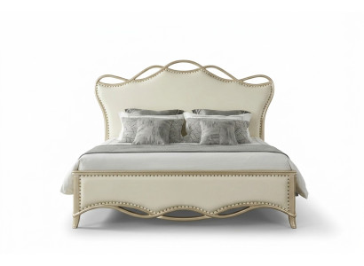 Design lit Chambre Lits Textile Luxe Rembourrage Siège Tissu Beige Meubles nouveaux