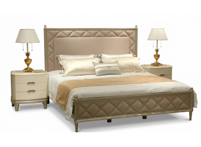 Chambre Lit Rembourrage Conception Meubles Luxe Double Beige Lits Cuir