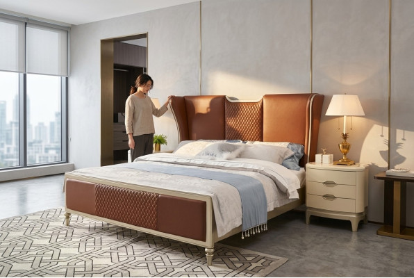 Lit de luxe Braun Cadres de lit Cadre de lit e Double Moderne Lit double Chambre nouvelle