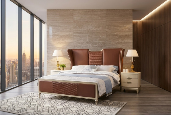 Lit de luxe Braun Cadres de lit Cadre de lit e Double Moderne Lit double Chambre nouvelle