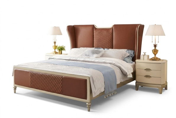 Lit de luxe Braun Cadres de lit Cadre de lit e Double Moderne Lit double Chambre nouvelle