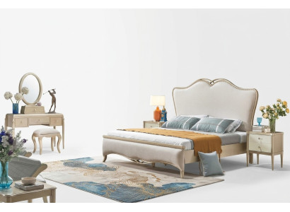 Design de tapisserie de lit de luxe Lits doubles Blanc 180x200cm Mobilier de chambre à coucher nouveau