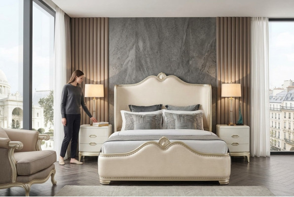 Lit de luxe Lits en bois Cadre de lit Lit blanc Lit double Cadre de lit Lits Doubles Lits