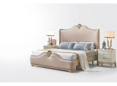 Ensemble de chambre baroque avec lit et tables de nuit sans coins pointus