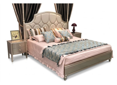 Lit double Lit Luxueux Lits en bois Cadre de lit et Cadre de lit Beige Design