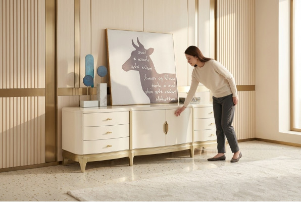Bahut Armoire Étagère Meuble Armoire en bois Blanc Bahut Commode