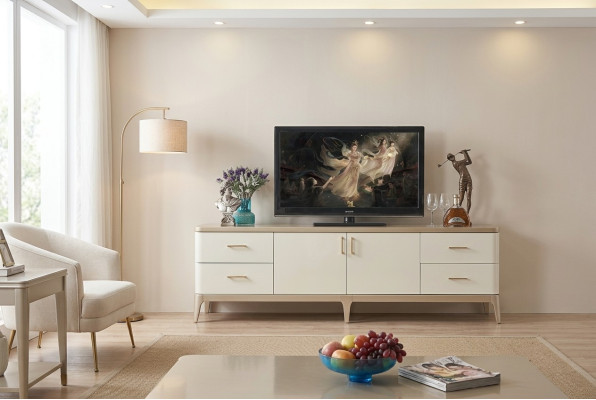 Meuble bas de télévision Armoire Buffet Meubles Armoires Salon Bahut Blanc Commode Buffets