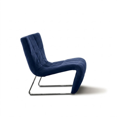 Fauteuil sans accoudoirs rembourrage de luxe meuble design style italien textile bleu