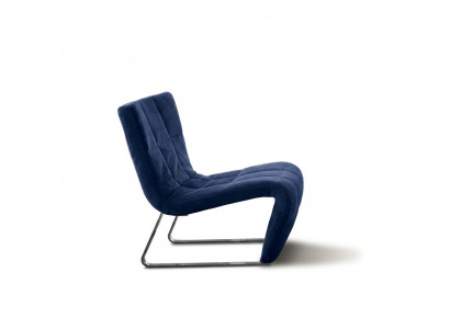 Fauteuil sans accoudoirs rembourrage de luxe meuble design style italien textile bleu