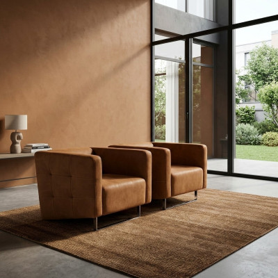 Luxurious Fauteuil en Tissu Marron Style Italien Design Moderne Meubles de Salon Nouveaux
