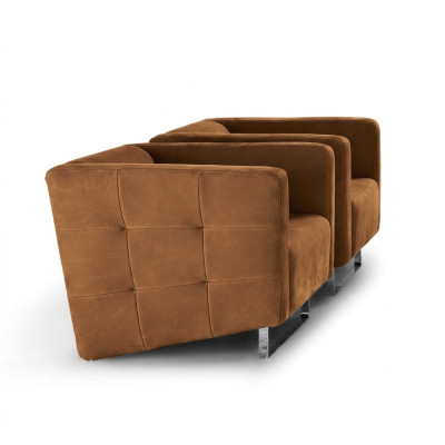Luxurious Fauteuil en Tissu Marron Style Italien Design Moderne Meubles de Salon Nouveaux