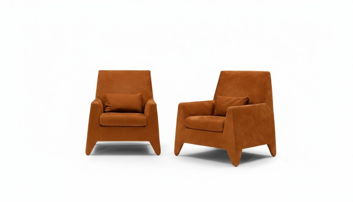 Fauteuil Design Moderne Siège Salon Rembourrage Monoplace Textile Brun Style Luxe