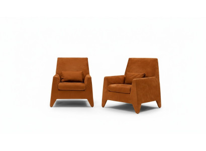 Fauteuil Design Moderne Siège Salon Rembourrage Monoplace Textile Brun Style Luxe
