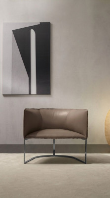 Meubles de design de luxe Chaise de salon en cuir de style Design Gris Prianera Salle de séjour Lounge