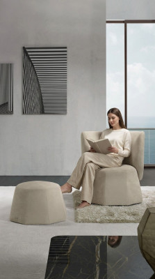 Tabouret Design Bois Mobilier Italien de Luxe Salon Moderne Repose-Pieds Gris neuf