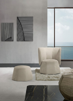 Tabouret Design Bois Mobilier Italien de Luxe Salon Moderne Repose-Pieds Gris neuf