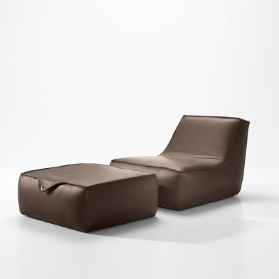 Fauteuil design Tabouret Siège Luxe Monoplace Moderne Meuble en cuir gris Monoplace Prianera
