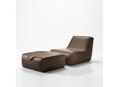 Fauteuil design Tabouret Siège Luxe Monoplace Moderne Meuble en cuir gris Monoplace Prianera