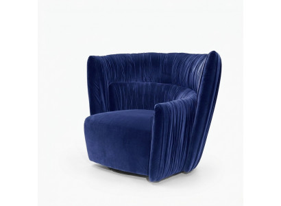 Fauteuil une place de style italien en bois rembourré de textile Prianera de luxe Bleu
