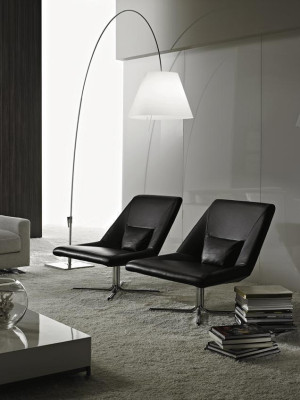 Fauteuil de style italien de luxe 1 place, fauteuil en cuir à dossier incliné de designer Prianera